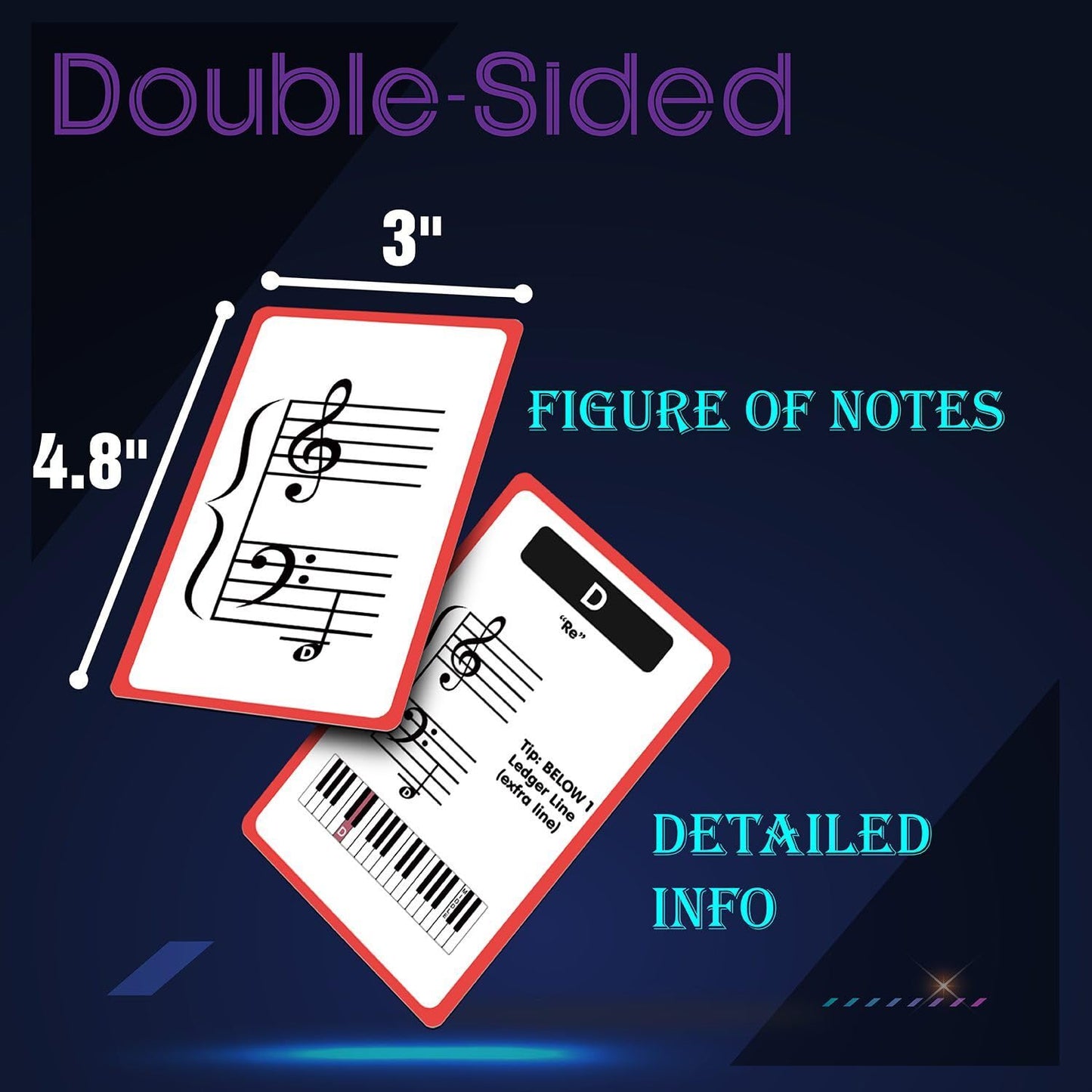 97 Music Theory Flash Cards with Cheatsheet for Beginners with Study Guide, Includes Notes, Rhythm, Clefs, Time Signatures.