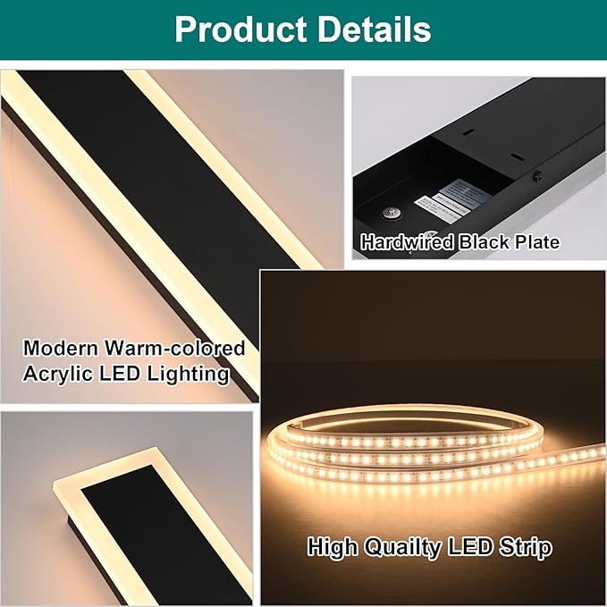 2 Pack Modern Outdoor Wall Lights for Patio,48 inch Long Outdoor LED Wall Lights,Dimmable LED Long Linear Exterior Lighting,Outside Linear Wall Light for Front Door,Garage,Enterway