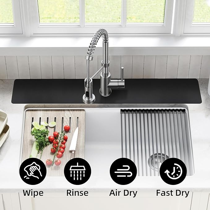 LOPNUR Faucet Mat for Kitchen Sink Protectors, 29 Inch Extra Long Kitchen Sink