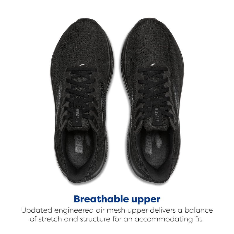 Brooks Men’s Ghost 17 Neutral Running Shoe - Black/Black/Ebony - 11 X-Wide