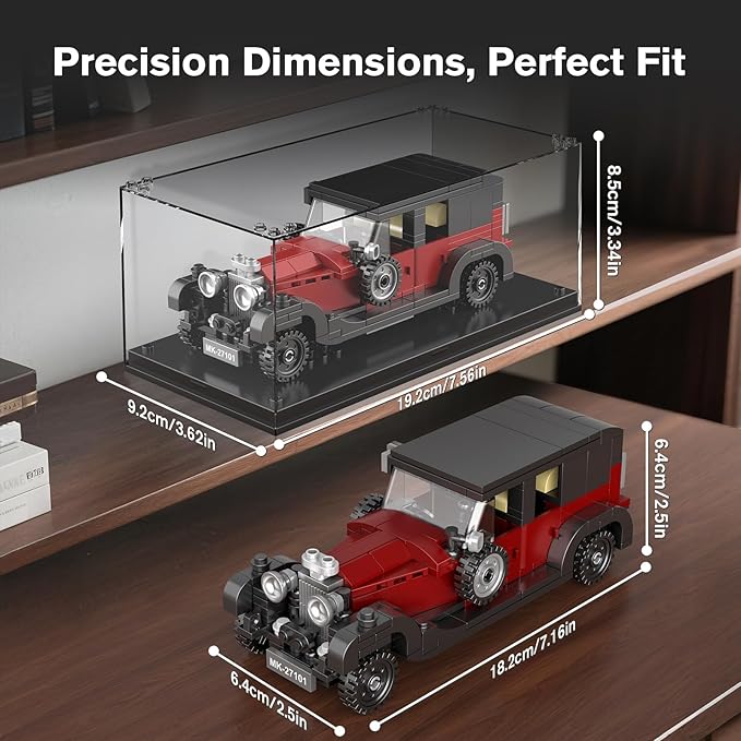 Mould King 27101 Vintage Car Building Sets 319+ Pcs MOC Racing Car Building Kit with Display Case Collectible Vehicle Model Building Blocks Toy for Boys/Teens/Adult