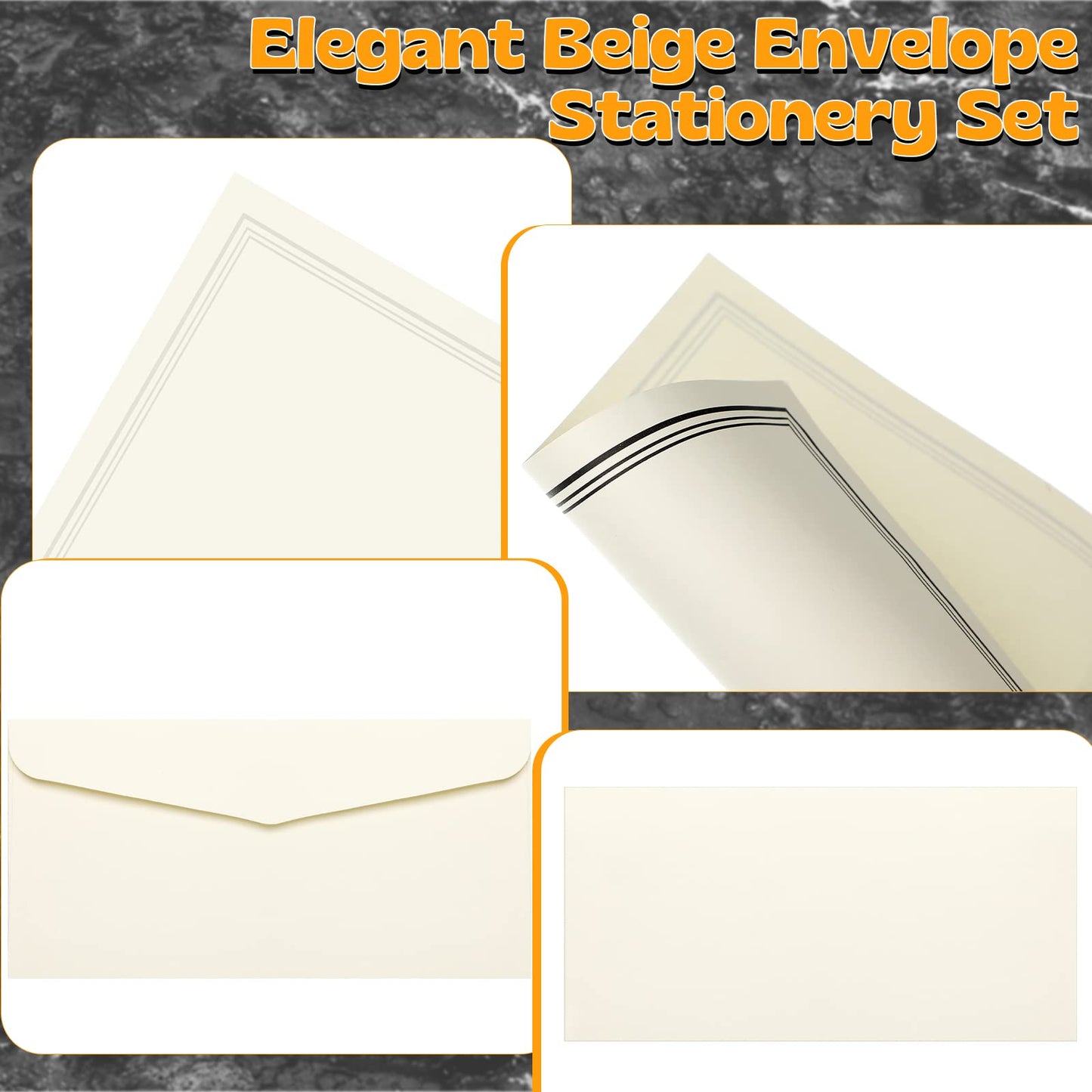 Glenmal 144 Pcs Stationery Paper and Envelopes Set Includes 48 Pcs Vintage Envelopes 96 Pcs Stationary Letter Writing Paper for Office Home Invitation Party Gifts Favors Supplies