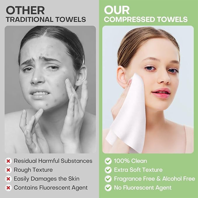 Compressed Towel Tablets 100 Count, Thickened Disposable Face Towel