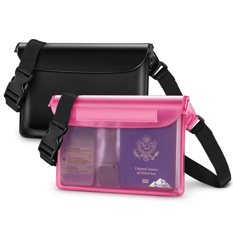 HEETA Waterproof Fanny Pack, Waterproof Pouch Dry Bag 2-Pack for Phone Passport Purse, Adjustable Waist Strap for Swimming Kayaking Boating Paddle Board Accessories Cruise Beach Camping Essentials