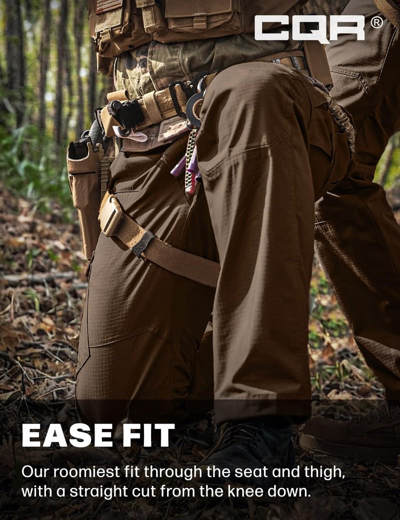 CQR Men's Tactical Pants, Water Resistant Ripstop Cargo Pants, Lightweight EDC Work Hiking Pants, Outdoor Apparel, Raider Tundra, 34W x 30L