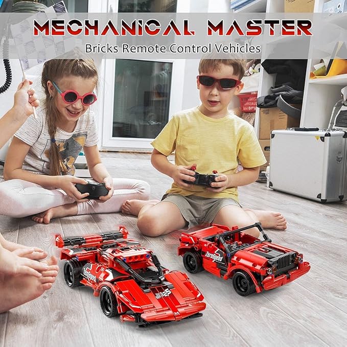 SpringFlower STEM Building Blocks Toys Gifts for Age 6 7 8 9 10 11 12 Boys and Girls DIY Building Bricks STEM Engineering Construction RC ToyRacing Car with Remote Control