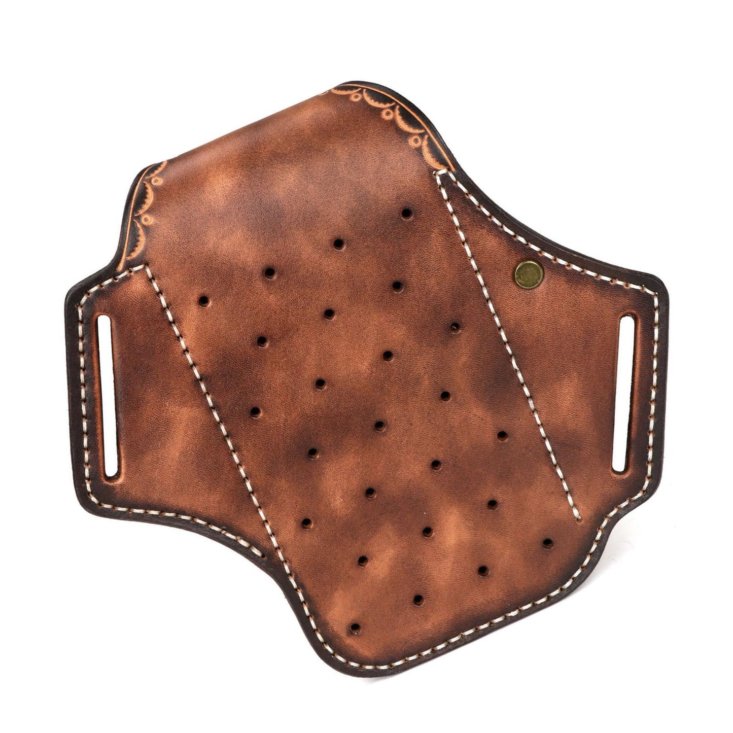 Tourbon Leather Cell Phone Holster Pouch Case Tool Multitool Sheath Flashlight Slot Holder & Keychain Clip with Magnetic Closure for Belt (Brown)