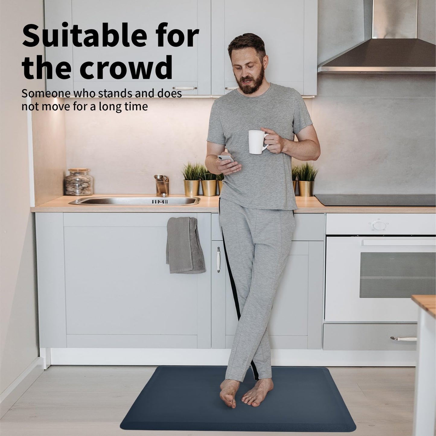 Art3d Anti Fatigue Mat - 1/2 Inch Cushioned Kitchen Mats - Comfort & Non Slip Cushion for Standing Desk, Office or Garage Floor (17.3"x28", Majolica Blue)