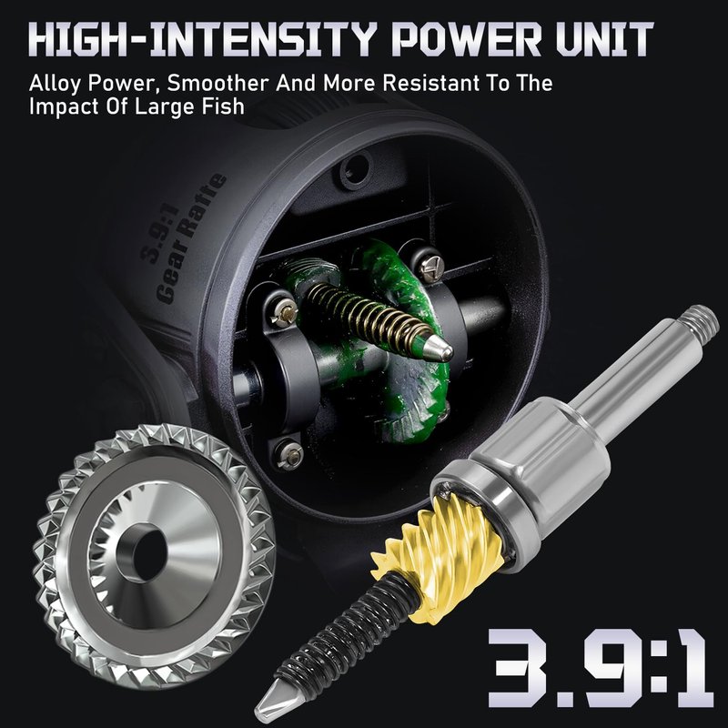 Sougayilang Spincast Fishing Reel, Size 30 Reel, Right or Left-Hand Retrieve, 3.9:1 Gear Ratio, Pre-spooled with Mono Fishing Line-Silver