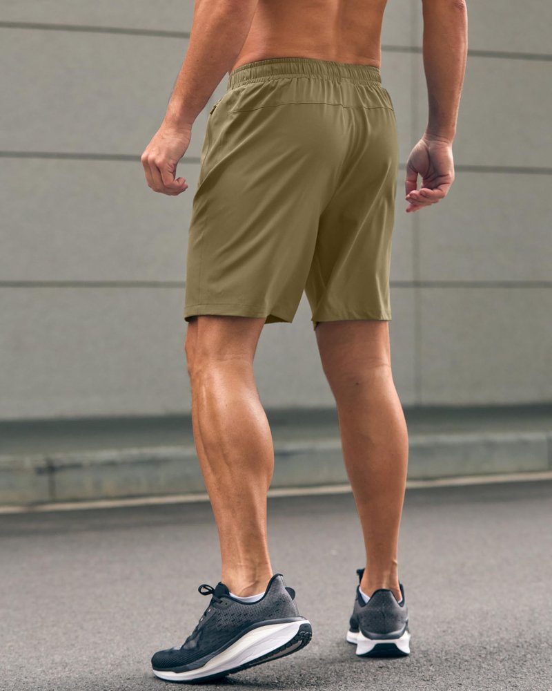 G Gradual Men's Athletic Running Shorts with Zipper Pockets Quick Dry 7"/ 5"/ 9" Workout Gym Shorts for Basketball Hiking(Dusty Khaki,7XXXL)