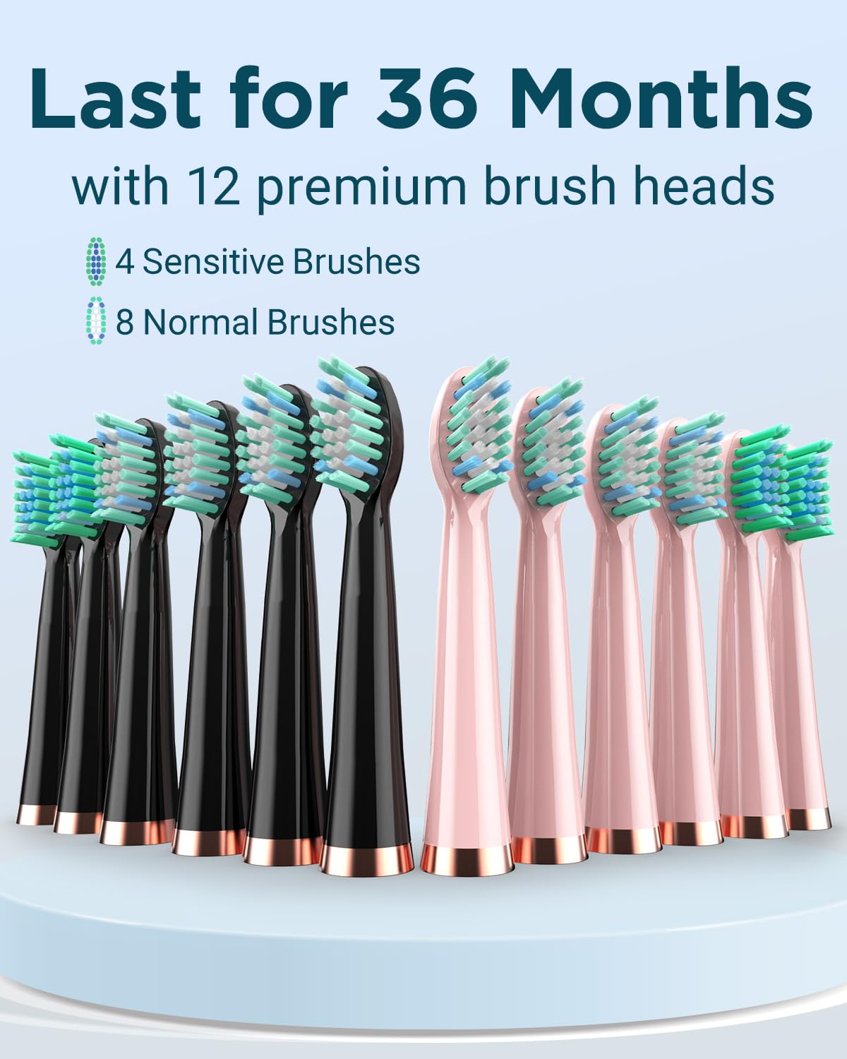 Rtauys M5 Sonic Electric Toothbrush for Adults and Kids - Rechargeable Electric Toothbrush Kids Ages 12+ and Adults with 8 Brush Heads & Travel Case, 120 Days Battery Life - Pink