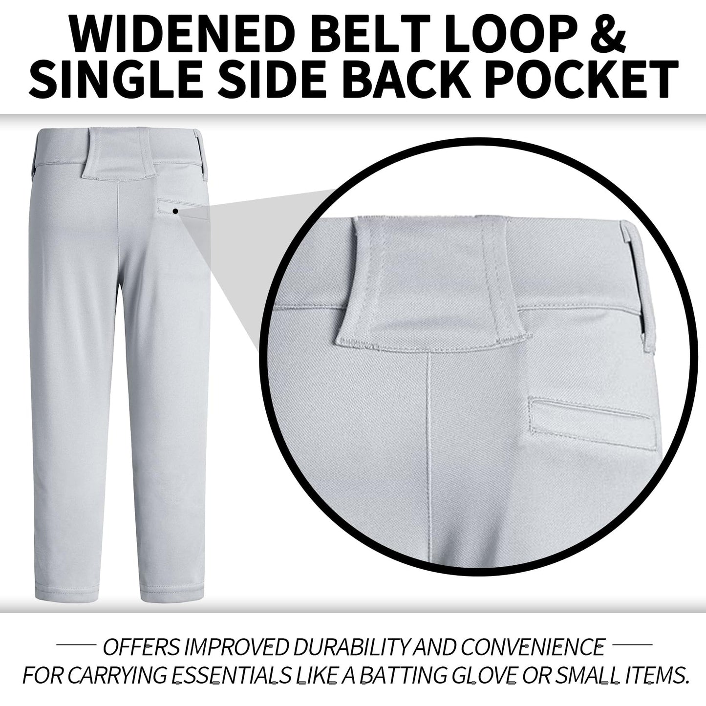 QBK 2T-17Years Toddler to Youth Baseball Pants Softball Pants Kids Tee Ball Pants for Boys and Girls Grey (8-9, Grey)