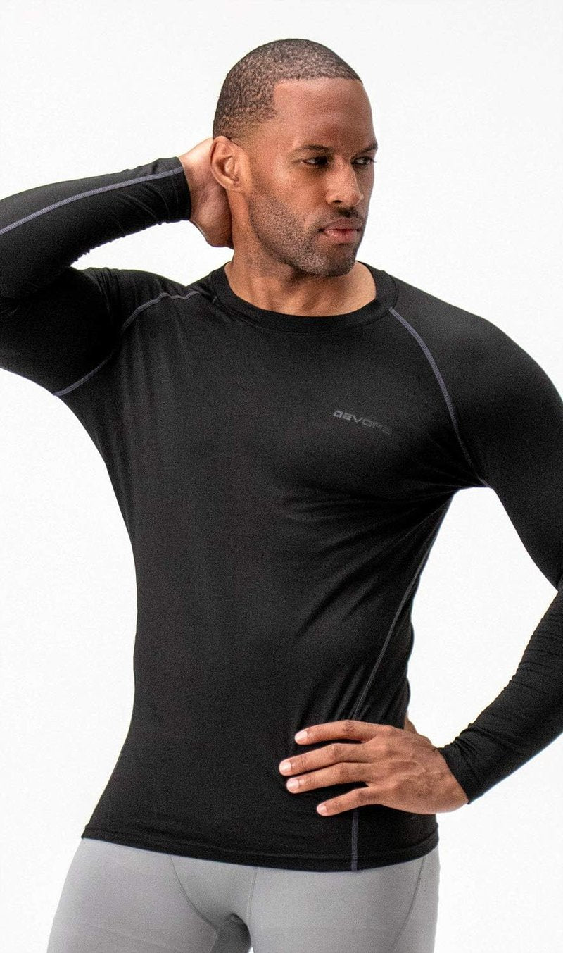 Men's Thermal Long Sleeve Compression Shirts - Fleece Lined Base Layer | 2 Pack