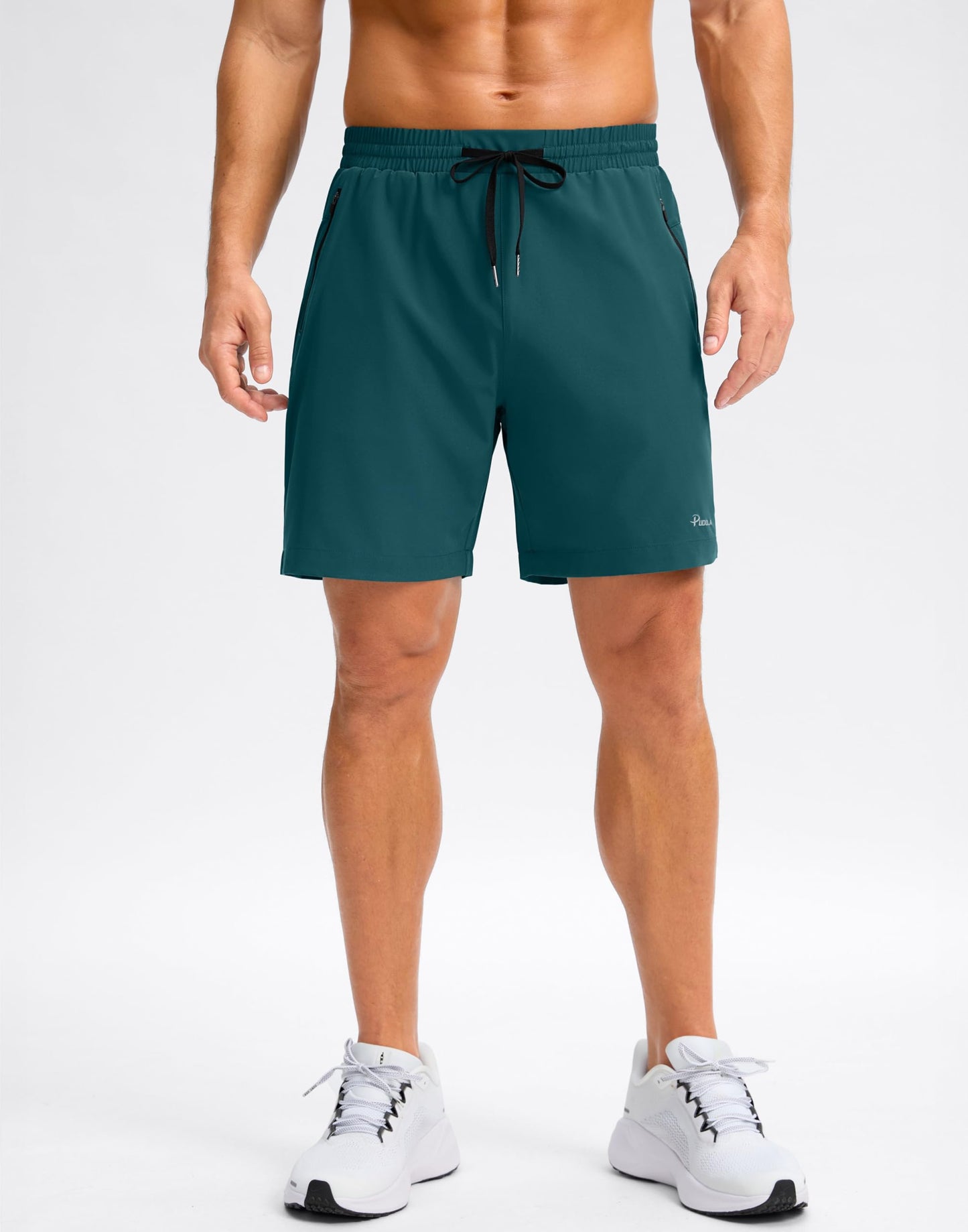 Pudolla Mens Athletic Running Shorts Quick Dry Workout Shorts Lightweight Gym Shorts Casual Shorts(Deep Green M)