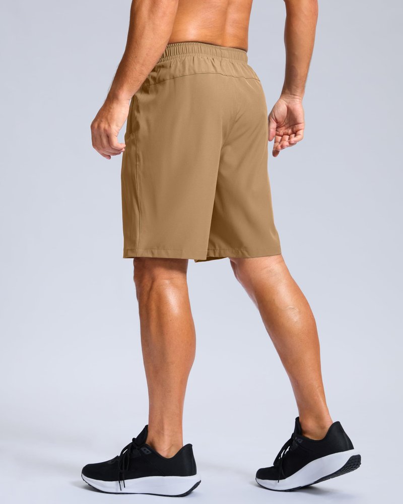 G Gradual Men's Athletic Running Shorts with Zipper Pockets Quick Dry 7"/ 5"/ 9" Workout Gym Shorts for Basketball Hiking(Dark Khaki,9XXXL)