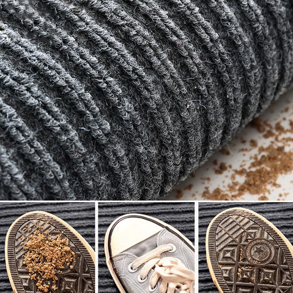 SRDDQLC Commercial Grade Door Floor Mat Brush Step Entrance Mat 3' ×5' Outdoor Indoor Mat Waterproof Rubber Back Rugs for Home Office Business Areas Dark Grey