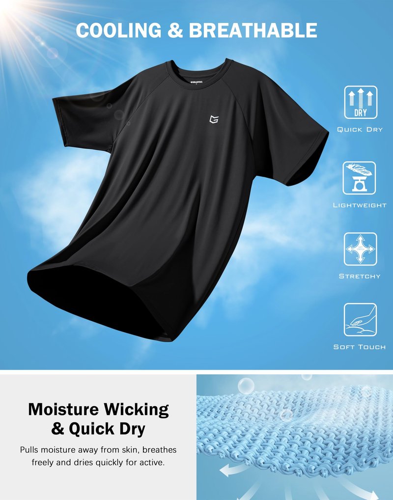 G Gradual Men's Athletic Workout T-Shirts Moisture Wicking Cooling Running Shirts Short Sleeve Performance Tee for Gym Tennis(Black,XL)