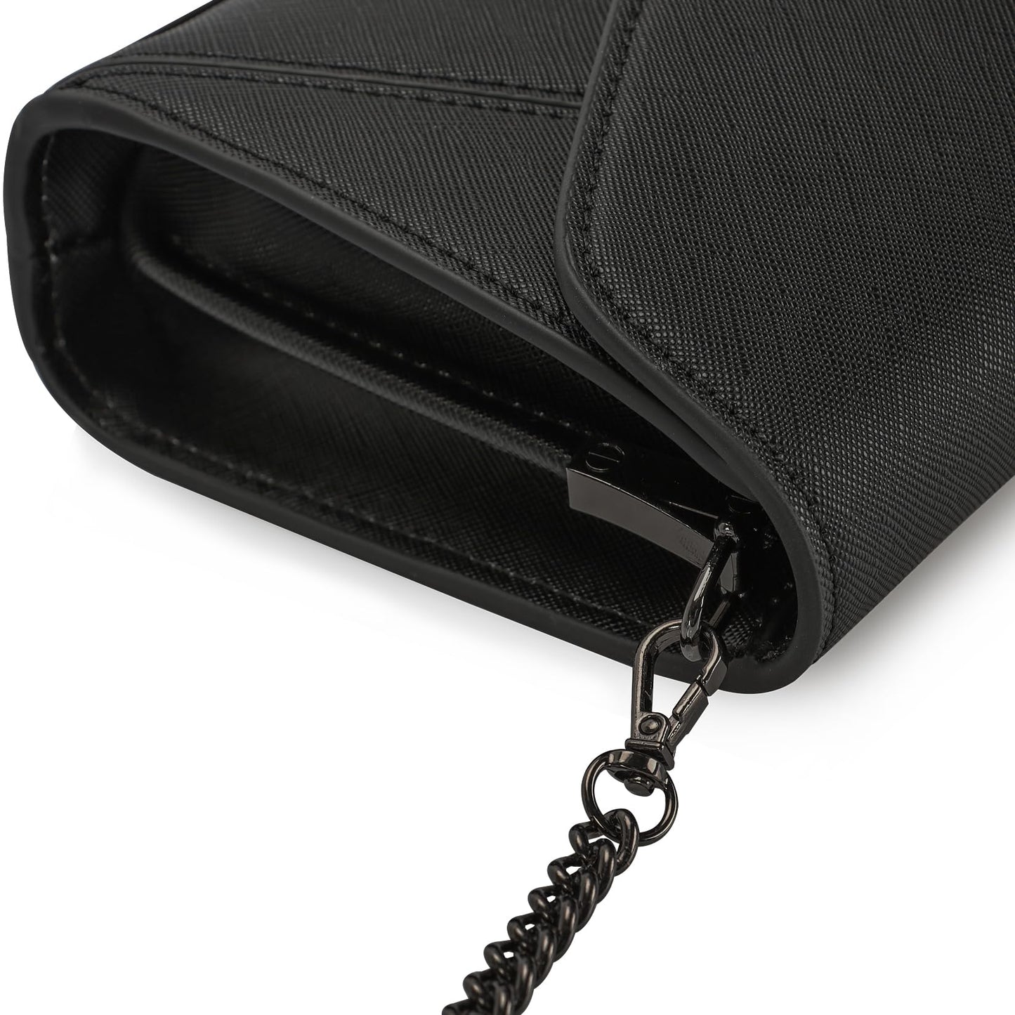 DEXMAY Women Envelope Clutch Faux Saffiano Leather Evening Handbag Foldover Clutch Bag Formal Dressy Purse Black