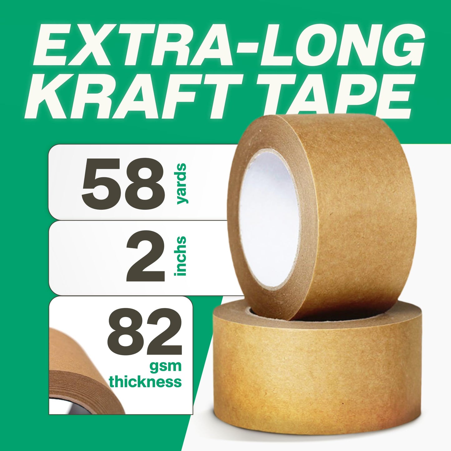 ALNAMAUS 6 Rolls 2 Inch 58 Yards Each (174 ft) Brown Kraft Paper Packing Tape, Heavy Duty, Writable & Hand-Tearable, Eco-Friendly, Great for Moving Boxes, Masking, Sealing & Frame Painting