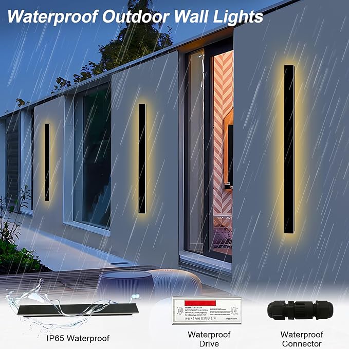 Modern Outdoor Wall Lights 31 Inch Long Wall Sconce LED IP65 Waterproof Outdoor Wall Lamp 3000K Modern Wall Mount Exterior Light Fixture for House Garage