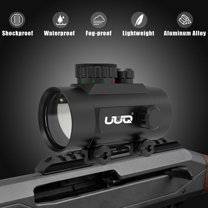 UUQ 1x40mm Reflex Sight, 4MOA Red&Green Dot Sight, Waterproof and Shockproof Gun Sight with 5-Level Brightness, Fits 20mm Rails