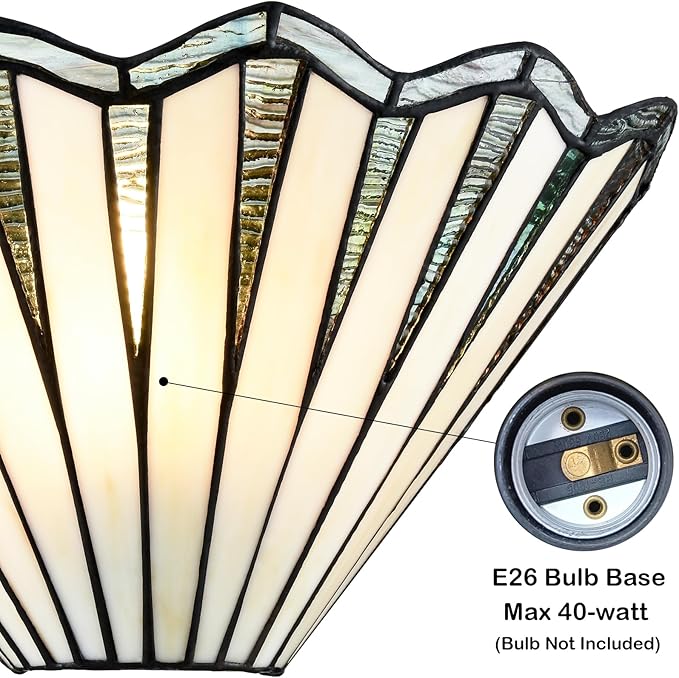 Tiffany Style Wall Sconce 12.2-Inch Stained Glass Wall Light Fixture, Mission Tiffany Sconces Wall Lighting 1-Light Stained Glass Wall Sconce Decor for Bedroom Hallway Stairway Bathroom Home