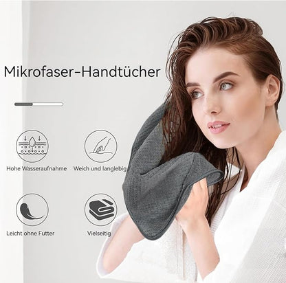 KinHwa Microfiber Hand Towels for Bathroom Soft and Absorbent Face Towels Grey