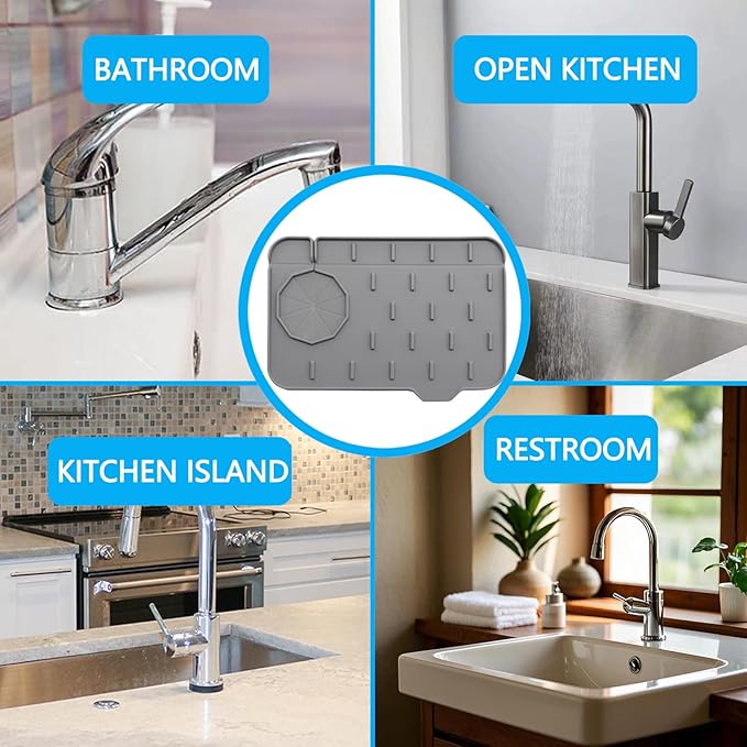 Mini Splash Guard 8.3" Dual-Sided Faucet Splash Guard Small Faucet Handle Drip