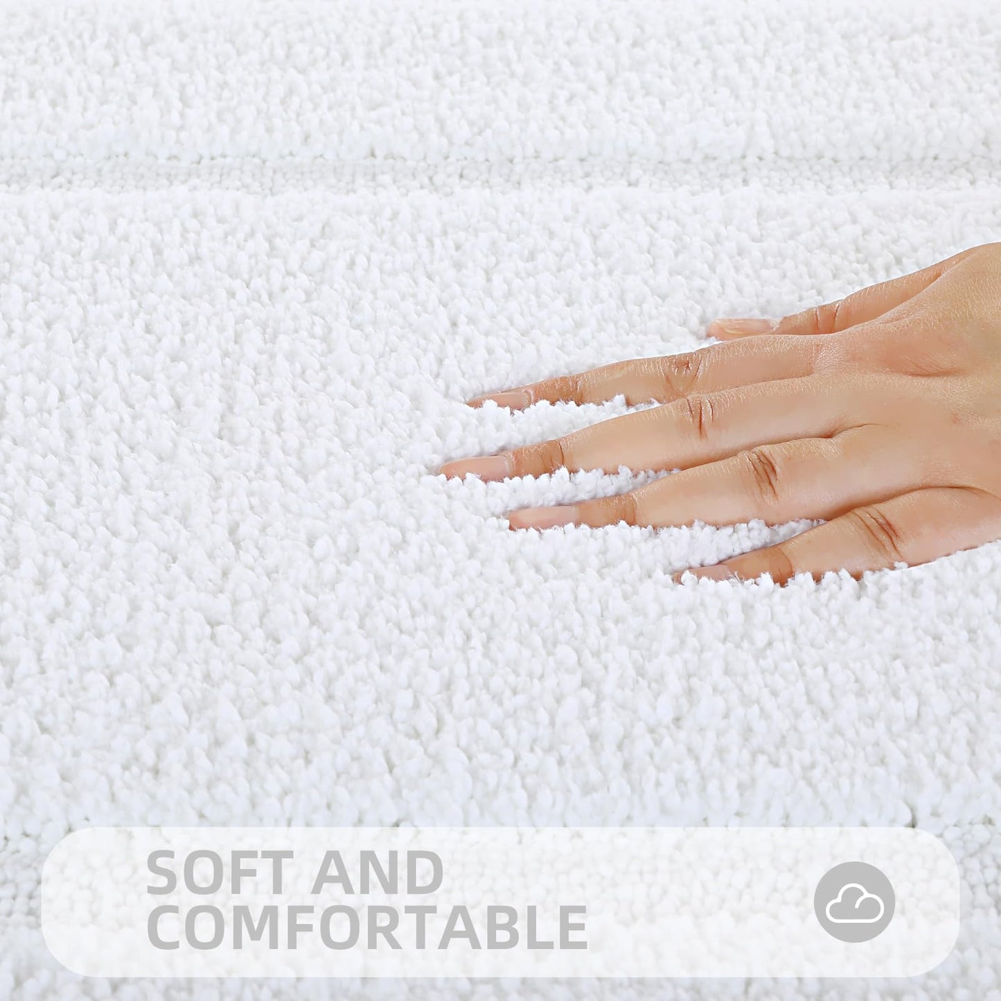 ZOESIOER Bathroom Rugs Sets 2 Piece, Ultra Absorbent Soft Bath Rug, Machine Washable Microfiber Non-Slip Bath Mat for Bathroom Floor, Tub, Toilet, Shower Room, White