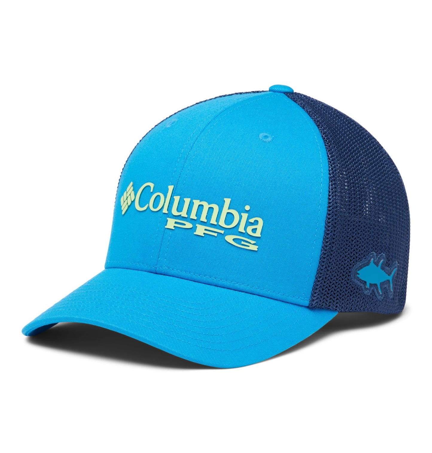 Columbia Unisex PFG Logo Mesh Ball Cap - High Crown, Pool/Carbon, XX-Large