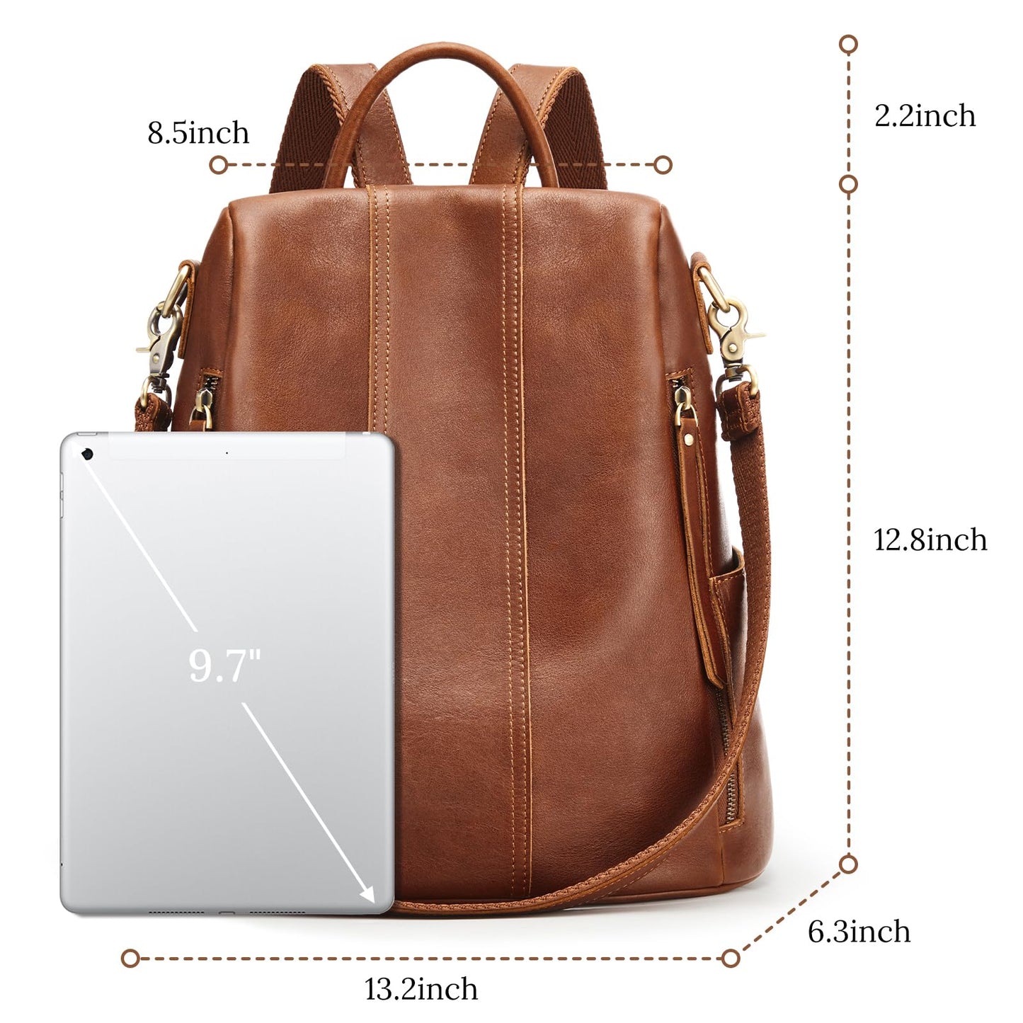 S-ZONE Leather Backpack Purses for Women Antitheft Soft Rucksack Ladies Shoulder Bag Medium