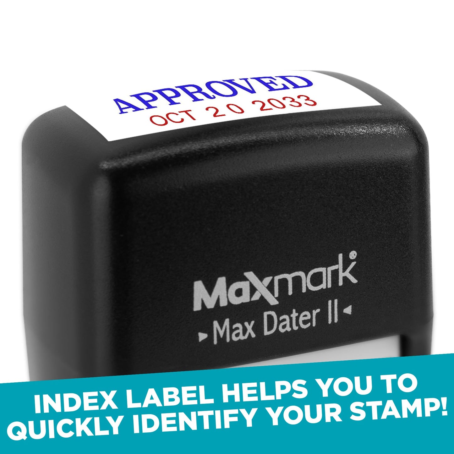 MaxMark Self-Inking Rubber Date Office Stamp with Received Phrase Blue Ink & Date RED Ink (Max Dater II), 12-Year Band