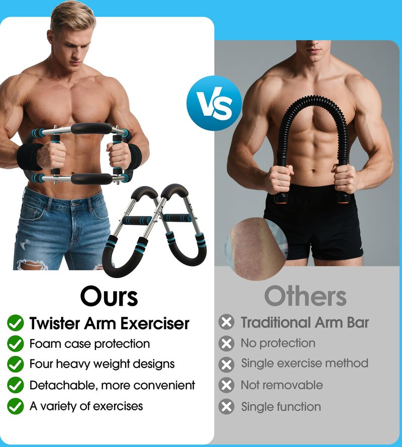 CIRQUISTA Twister Arm Trainer for Men, Adjustable 50-130Lbs Chest Workout Equipment, Arm Trainer, Twister Arm Trainer Portable Shoulder Strength Exerciser Machine for Fitness People
