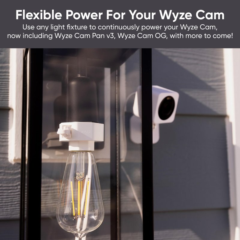 Wyze Lamp Socket v2 Power Adapter for Wyze Cam v3/v3 Pro/ v4/OG/Pan v3/Pan v4(Camera Sold Separately)