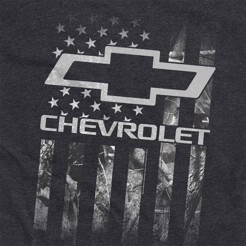Indivisible Official Chevrolet Camo Flag Men's Classic Ring-Spun T-Shirt, Black Ink Heather, Large