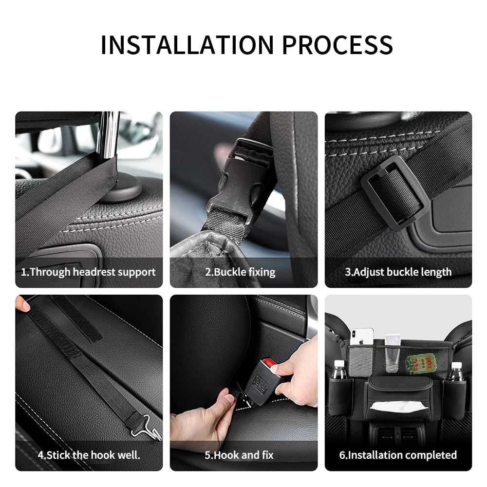 JEYODA Car Handbag Holder Between Seats Suede Large Capacity Car Purse Holder Automotive Consoles & Organizers for Document Phone Storage Car Organizer(1925-style 2 black)