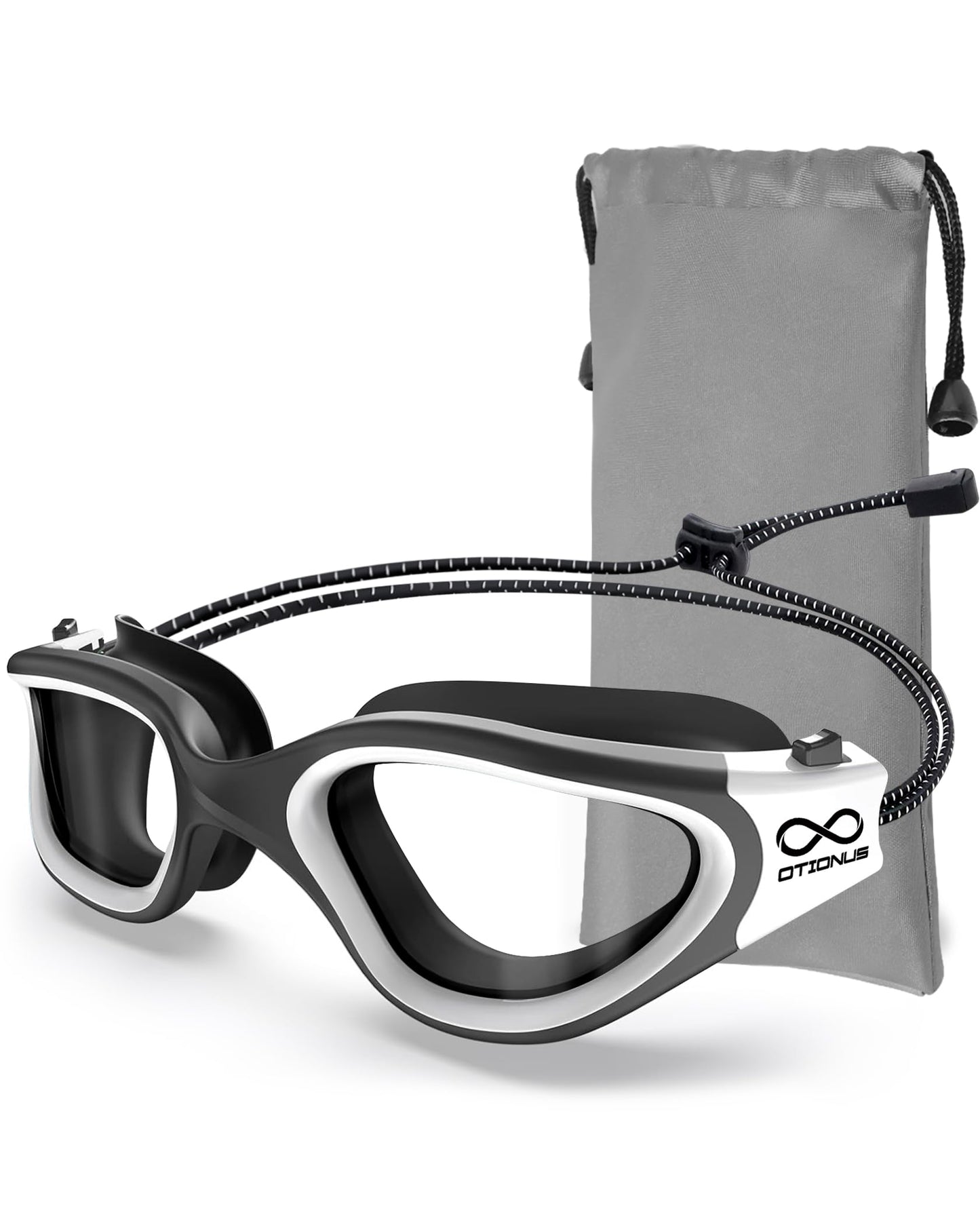Otionus Swim Goggles Adult, Polarized Adult Swimming Goggles Bungee Strap No Hair Pulling Anti-fog Pool Goggles for Men Women