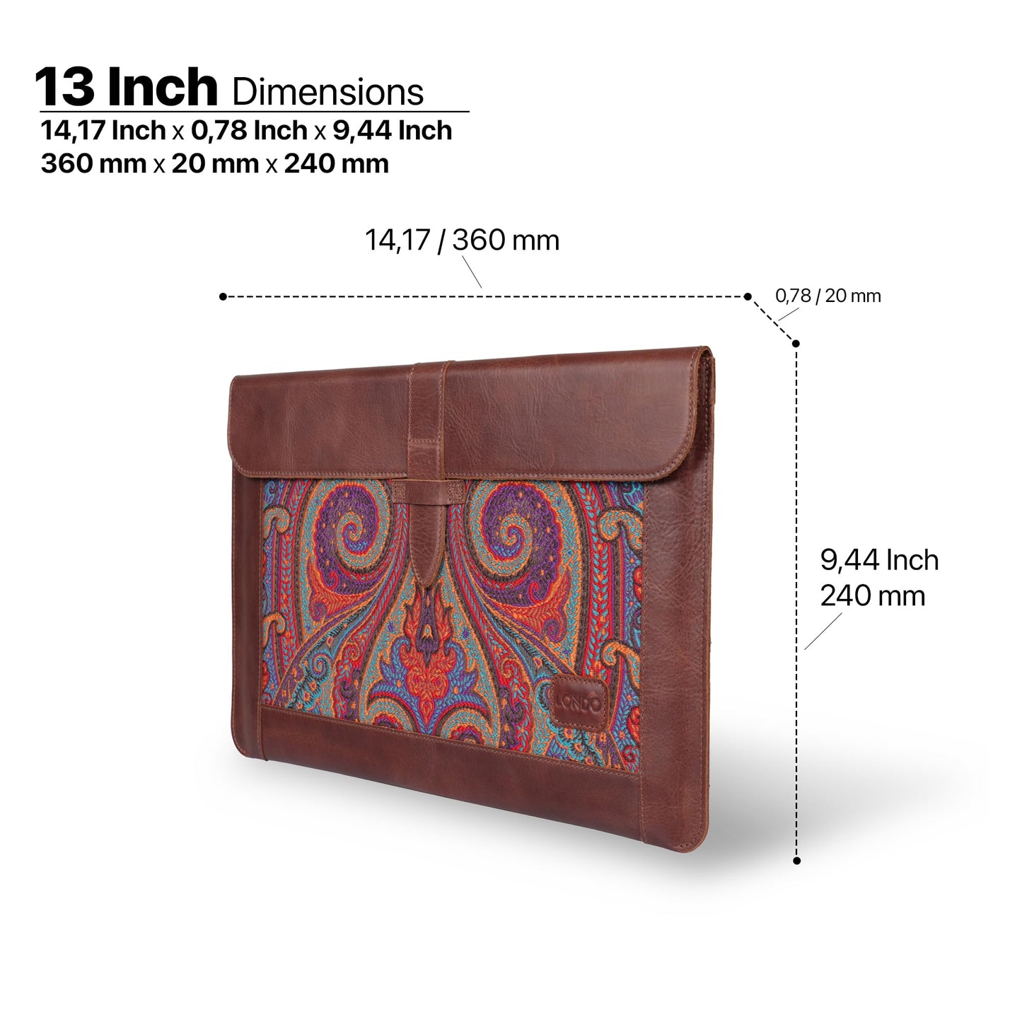 Londo Leather Sleeve Compatible with MacBook Pro 14 & Air 13-13.3 Inch (M5, M4, M3, M2, M1, Pro, Max) & iPad Pro 12.9, Premium Top Grain Leather Laptop Bag, 2020 to 2026 Models