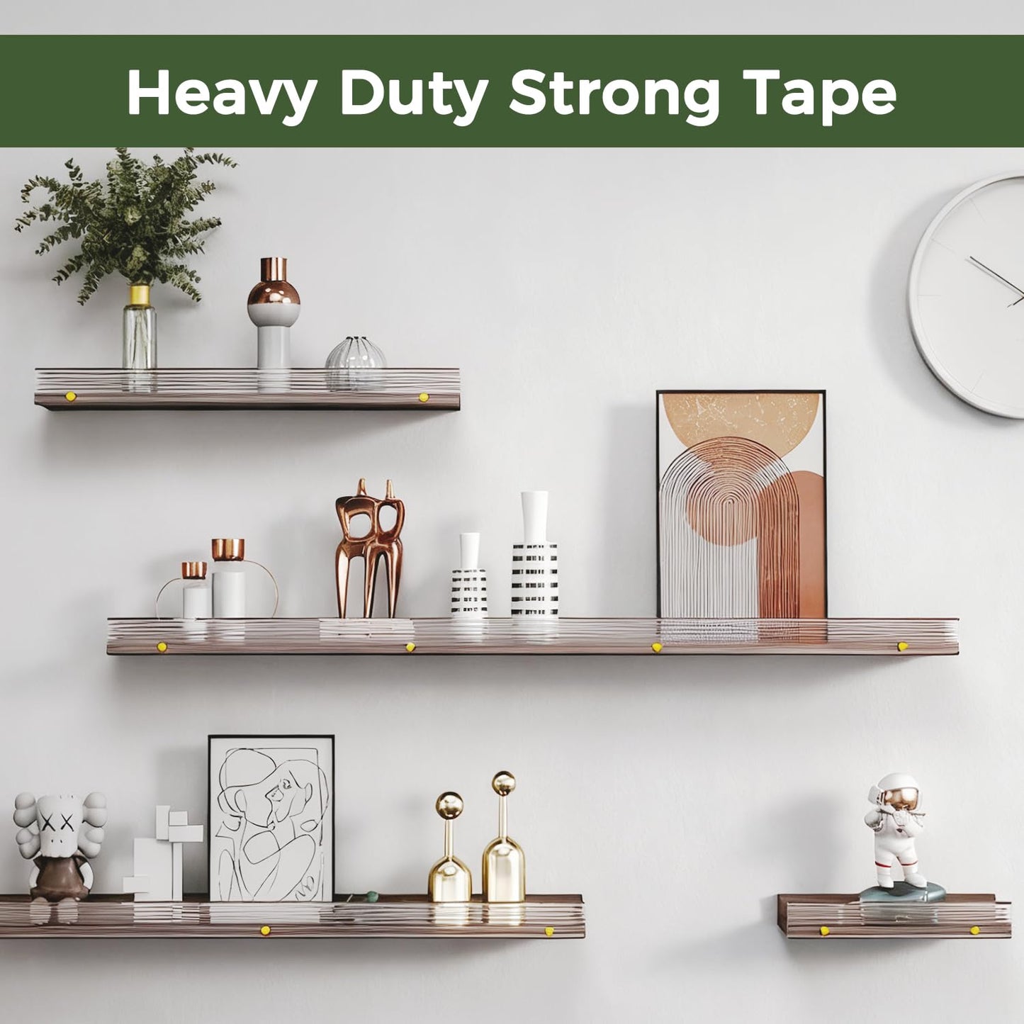 SWRT 3 Pack 1.18 Inch x 10 FT 0.08 Inch Thick Double Sided Heavy Duty Tape, Strong Adhesive Nano Tape, Reusable Mounting Tape, Multipurpose for Home, Office, and DIY Projects