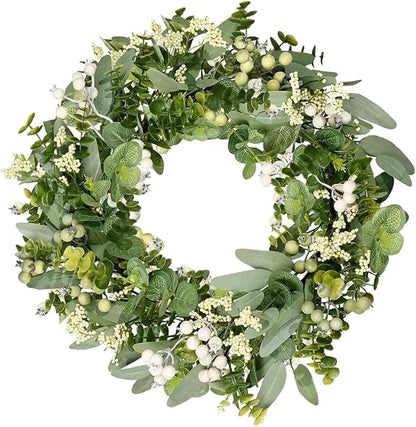 Eucalyptus Wreaths for Front Door Spring Summer Wreath 18-20 Inch Decor Green Leaves Decorations Outside