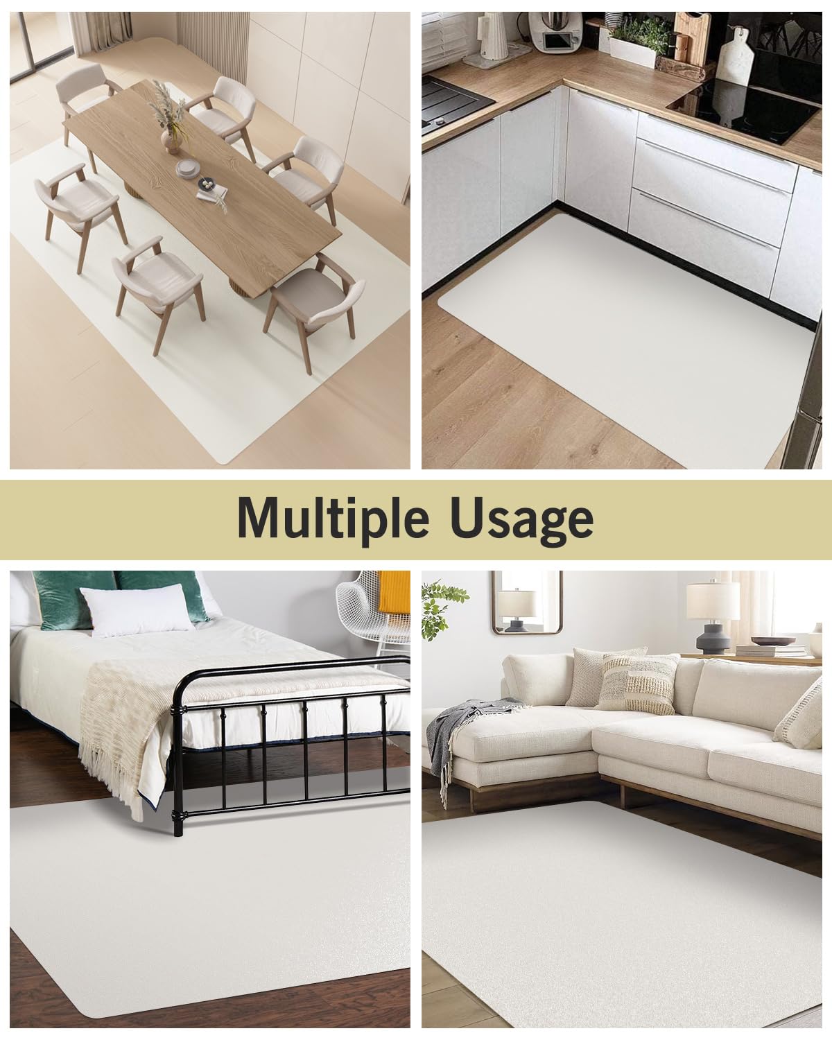 FURKIT Soft Large Plastic Floor Mat for Living Room, 6'×9' Beige Waterproof Vinyl Area Rug for Baby Spills, Non-Slip Durable Multi-Pupose Floor Cover Protector for High Traffic Areas