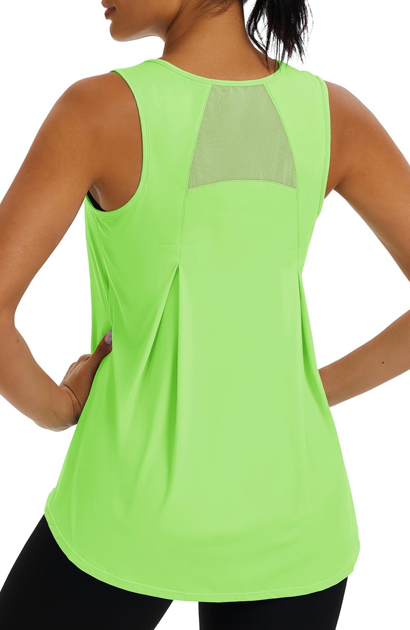 MAGCOMSEN Women's Workout Tops Athletic Sleeveless Tank Tops Lightweight Dry Fit Mesh Shirts Running Yoga Gym Tennis L