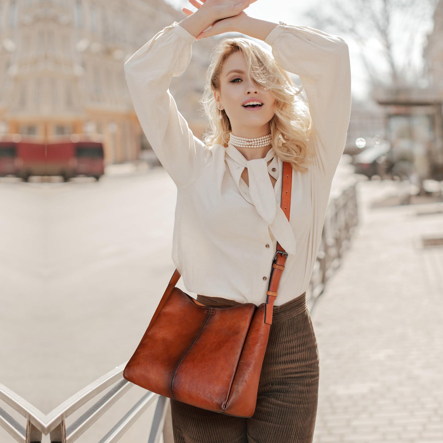 HESHE Women’s Shoulder Handbags Soft Genuine Leather Purses for Women Satchel Bag Hobo Tote Bag Crossbody Purses Bucket Bags Work Top Handle Handbag Cross Body Bags(Coffee)