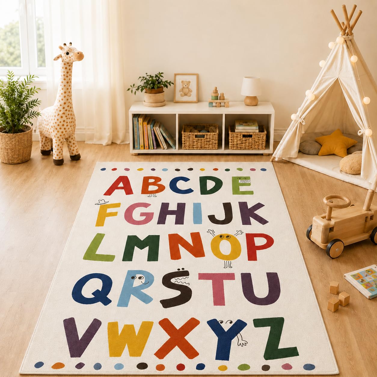 Large ABC Kids Area Rugs 4x6ft, Kindergarten and Preschool Educational Learning Alphabet Area Rugs Playroom Kids Puzzle Rugs Suitable for Children's Rooms,For Nursery, Classroom, Baby Daycare