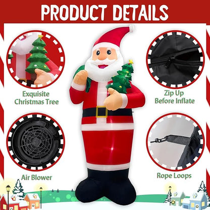OurWarm 14FT Christmas Inflatable Outdoor Decoration, Giant Inflatable Santa Claus Holding Gift Bag, Blow Up Christmas Decorations Outdoor with Built-in LED Lights for Yard Garden Lawn Xmas Decor