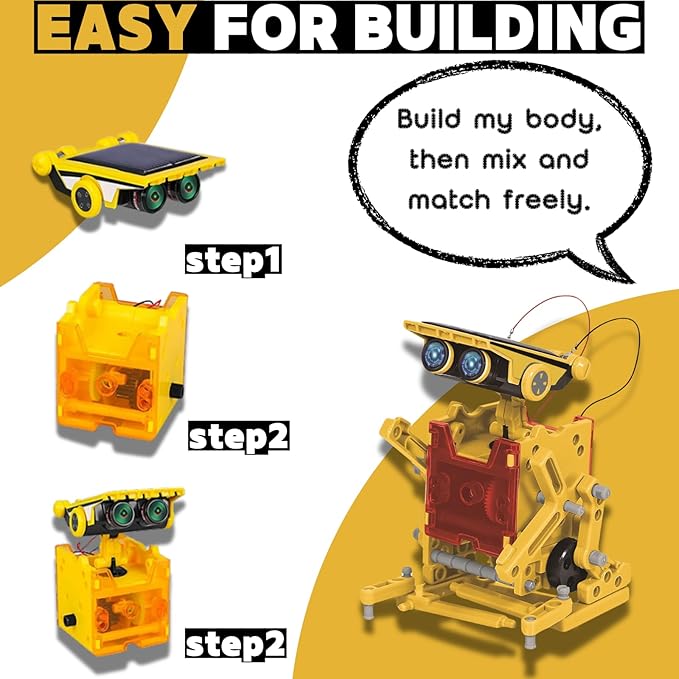 12-in-1 STEM Solar Robot Kit Solar Powered Science Building Toys for Boys Age 8-12 Educational Robotics Learning Experiment Set for Kids