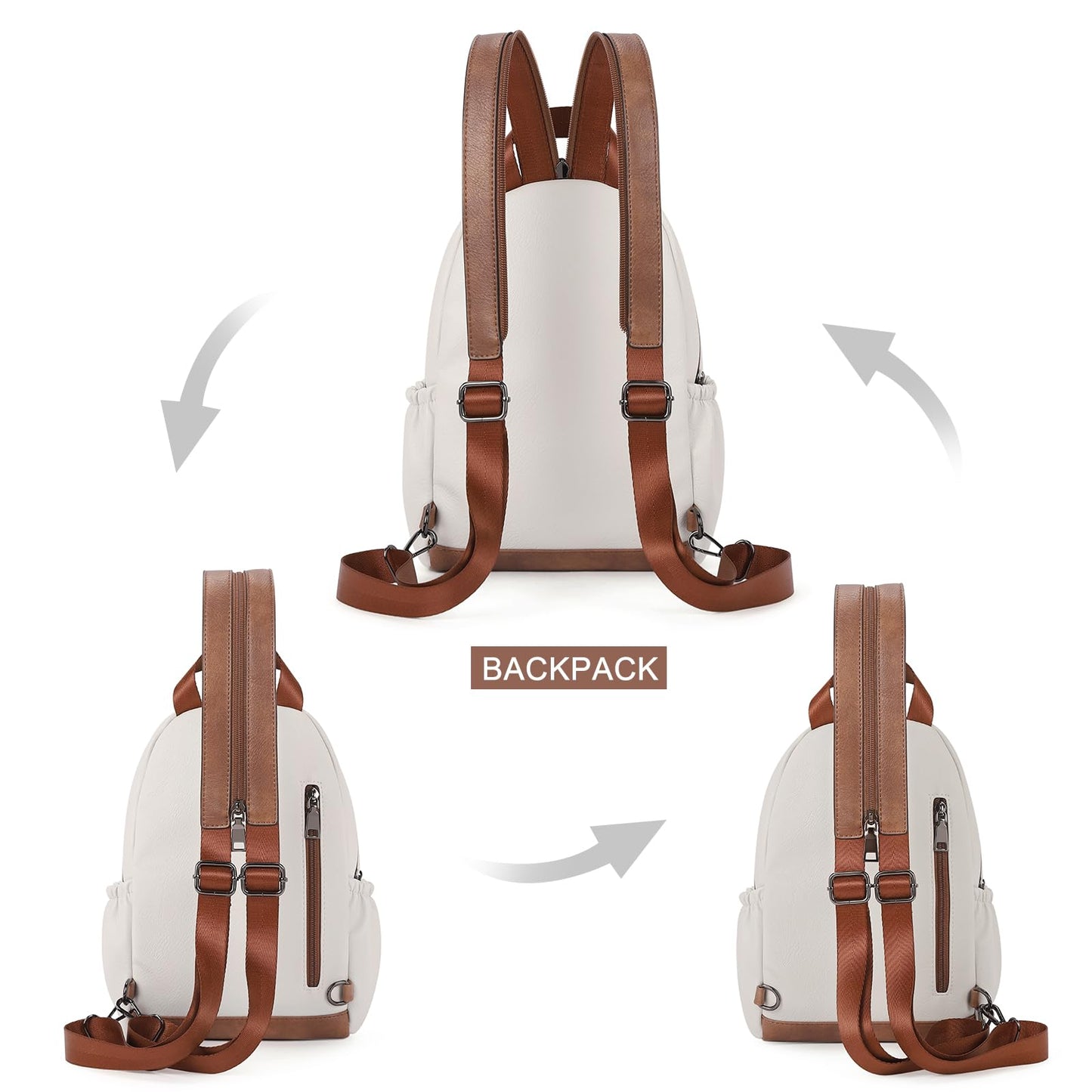 CLUCI Sling Bag for Women Leather Women's Backpack Small Convertible Backpack Purse Crossbody Bag for Travel