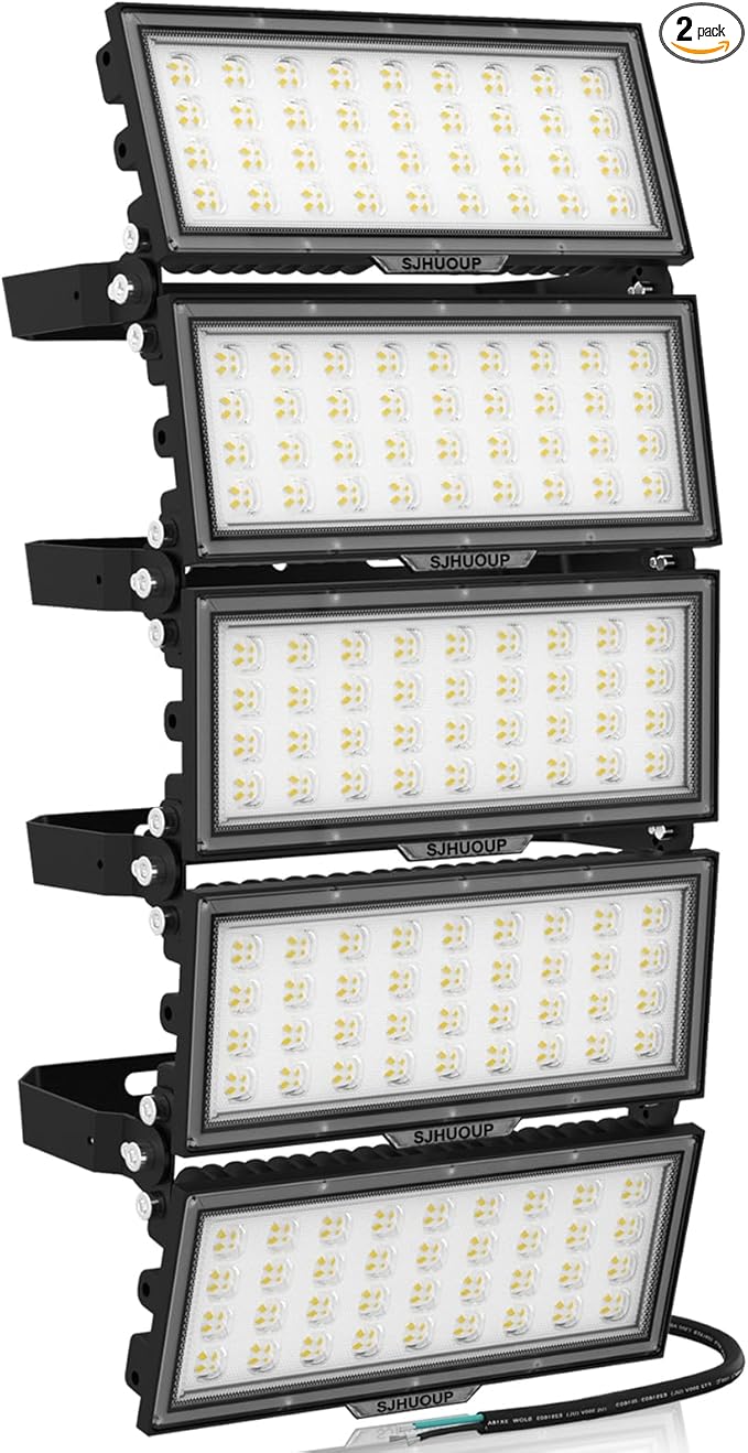 500W Stadium Lights Outdoor LED Flood Light 65000LM,3000W Equivalent 6500K Super Bright LED Arena Lights,IP67 Waterproof Commercial Area Lighting,for Backyard,Sports Fields,Stadium