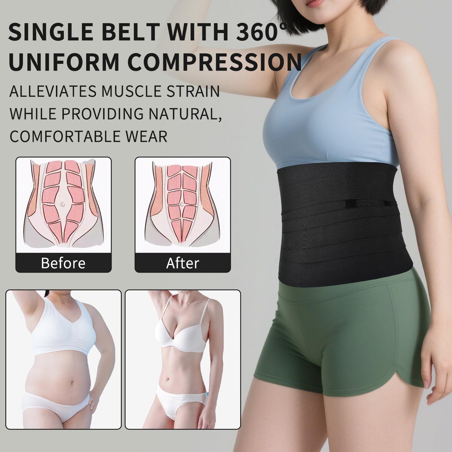 Lisacool Sculpt Touch Waist Trainer for Women Belly Fat Postpartum Belly Band Sweat Band for Stomach Weight Loss With Lumbar and Back Support Black
