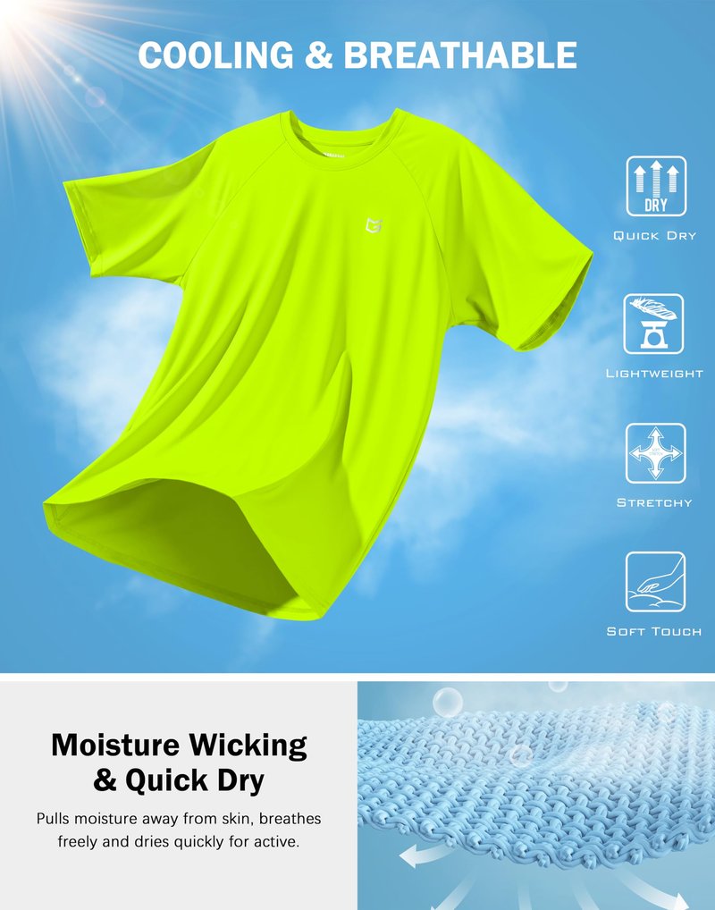 G Gradual Men's Athletic Workout T-Shirts Moisture Wicking Cooling Running Shirts Short Sleeve Performance Tee for Gym Tennis(Fluorescent Green,XXL)